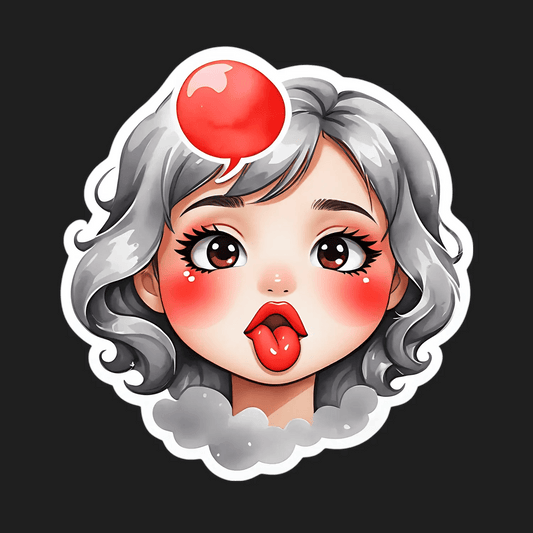 Kawaii Girl - Red Bubble Sticker - Heat Press Transfer
