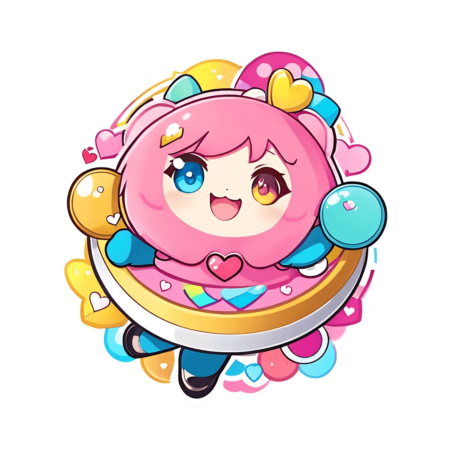Kawaii Girl UV DTF Sticker - Heat Press Transfer