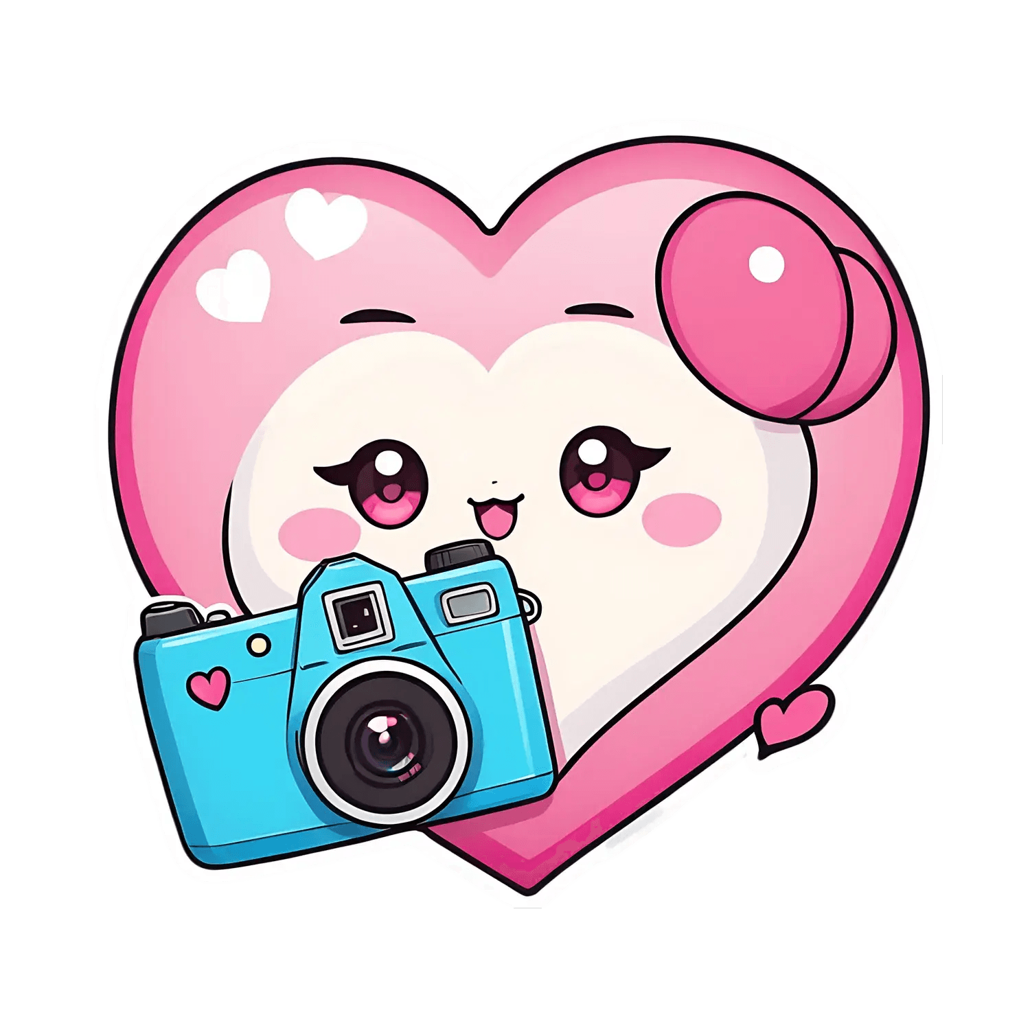 Kawaii Heart Camera Sticker - Heat Press Transfer