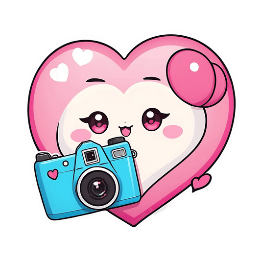Kawaii Heart Camera Sticker - Heat Press Transfer