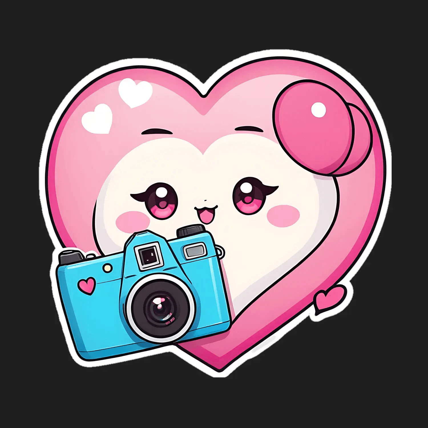 Kawaii Heart Camera Sticker - Heat Press Transfer