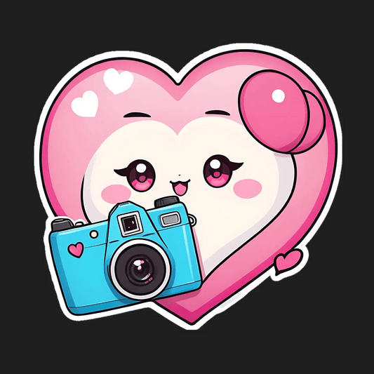 Kawaii Heart Camera Sticker - Heat Press Transfer