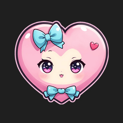 Kawaii Heart - Cute Sticker - Heat Press Transfer