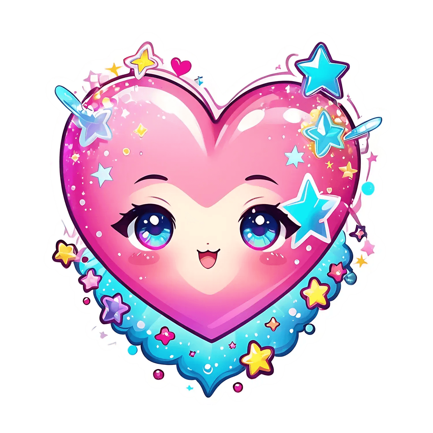 Kawaii Heart Sticker - UV DTF Print - Heat Press Transfer