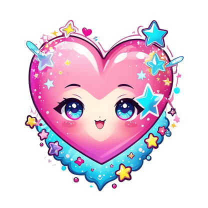 Kawaii Heart Sticker - UV DTF Print - Heat Press Transfer