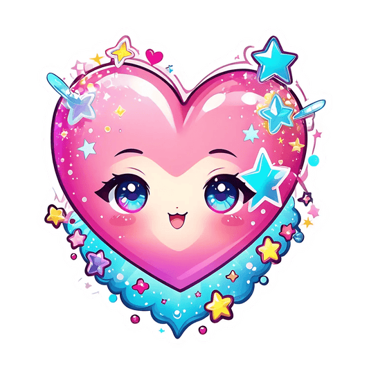 Kawaii Heart Sticker - UV DTF Print - Heat Press Transfer