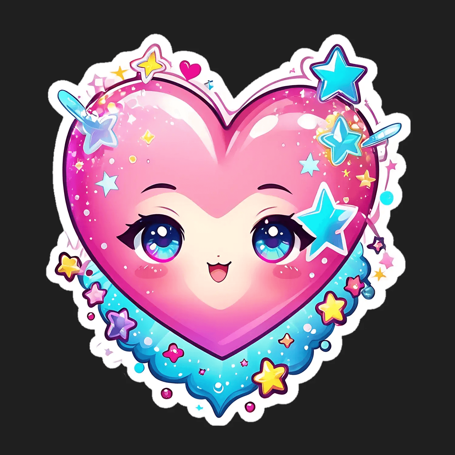 Kawaii Heart Sticker - UV DTF Print - Heat Press Transfer