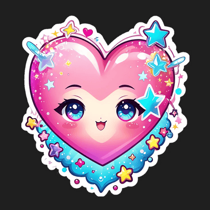Kawaii Heart Sticker - UV DTF Print - Heat Press Transfer