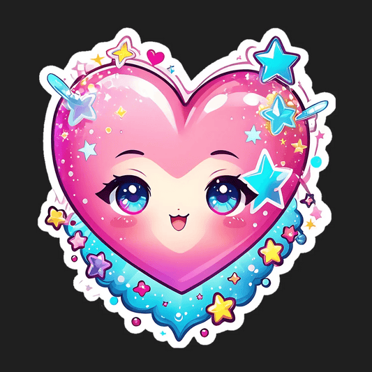 Kawaii Heart Sticker - UV DTF Print - Heat Press Transfer