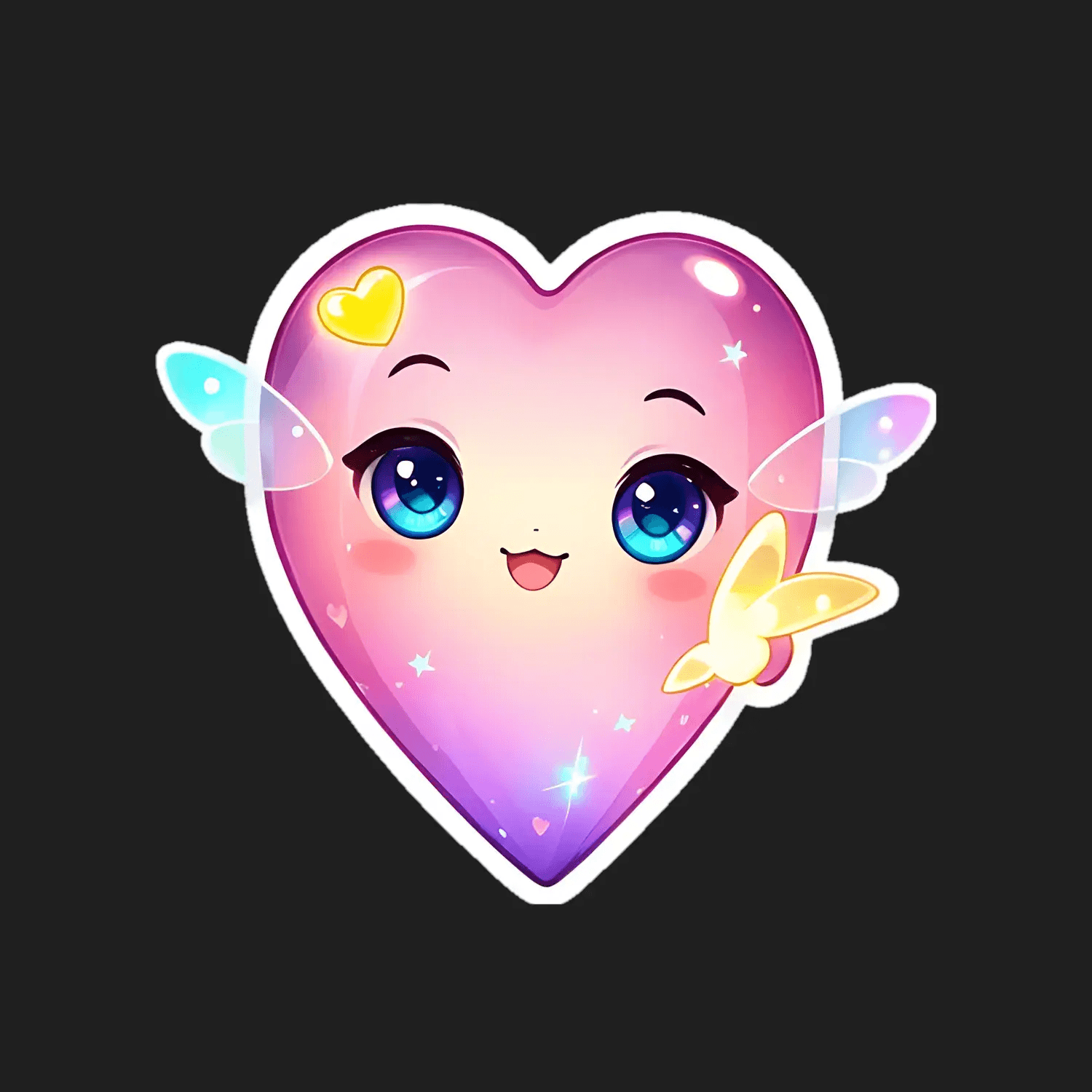 Kawaii Heart UV DTF Sticker - Cute and Bright - Heat Press Transfer