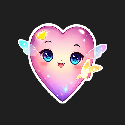 Kawaii Heart UV DTF Sticker - Cute and Bright - Heat Press Transfer