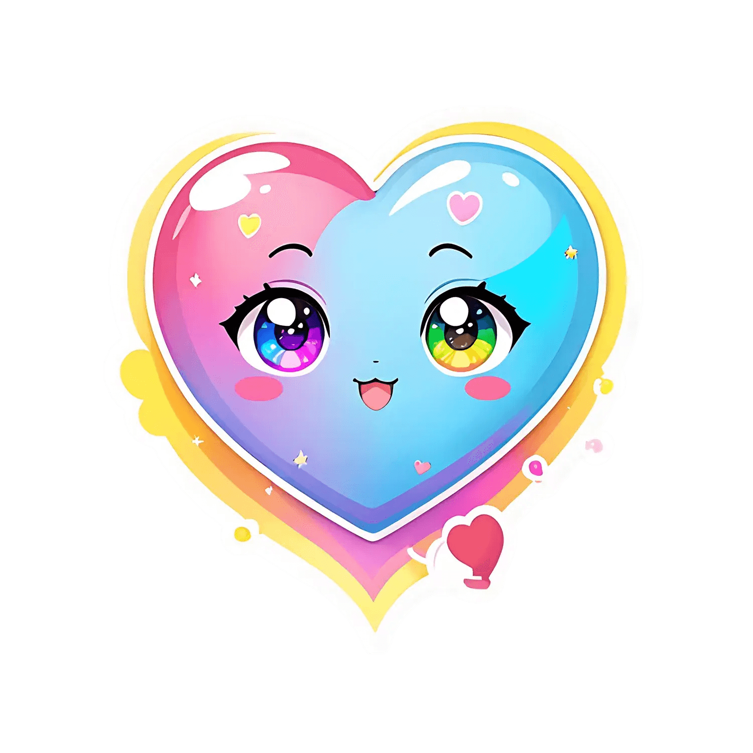 Kawaii Heart - UV DTF Sticker - Heat Press Transfer