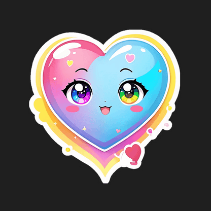 Kawaii Heart - UV DTF Sticker - Heat Press Transfer