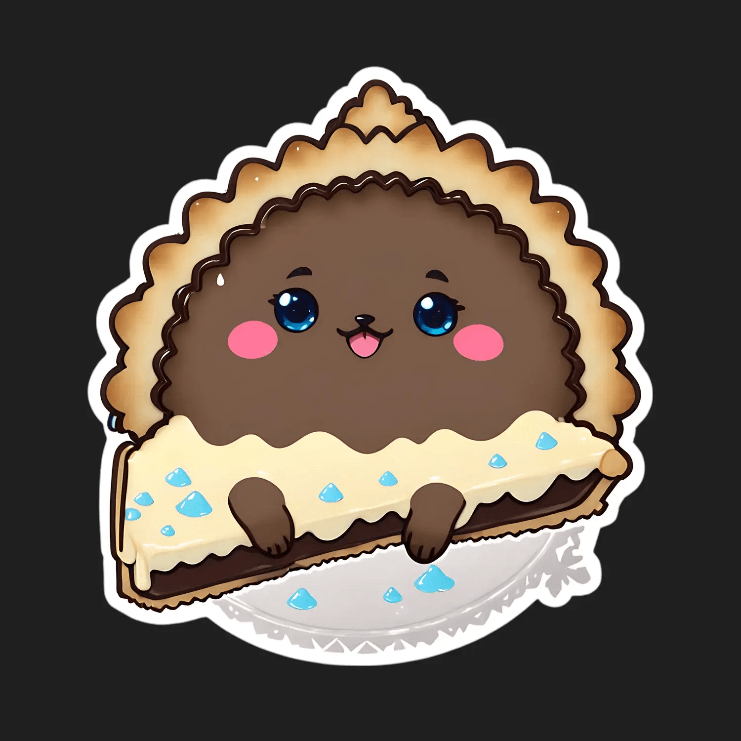 Kawaii Pie Sticker - Cute Dessert Theme - Heat Press Transfer