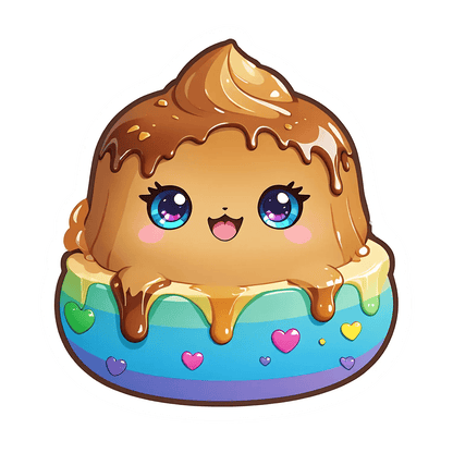 Kawaii Pudding Sticker - Cute Dessert Design - Heat Press Transfer