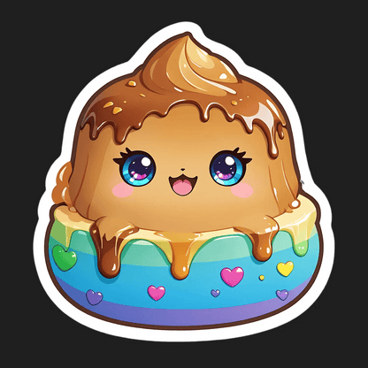 Kawaii Pudding Sticker - Cute Dessert Design - Heat Press Transfer