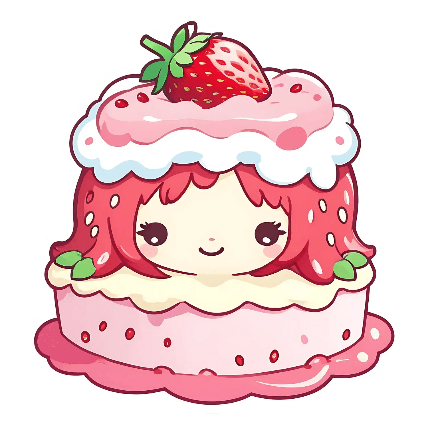 Kawaii Strawberry Cake - Sticker - Heat Press Transfer