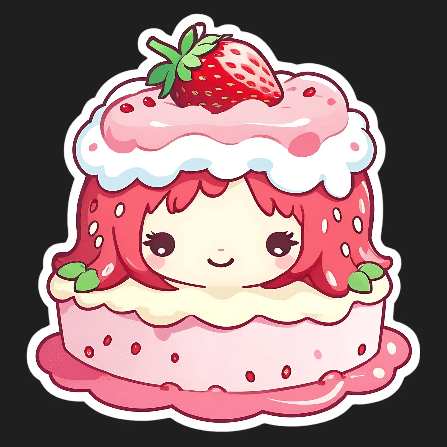 Kawaii Strawberry Cake - Sticker - Heat Press Transfer