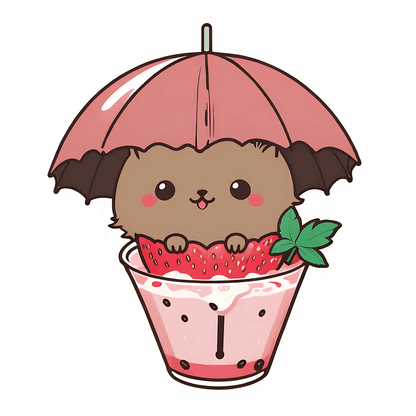 Kawaii Strawberry - Cute UV Sticker - Heat Press Transfer