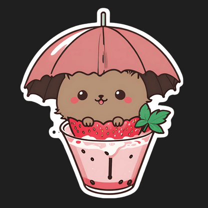 Kawaii Strawberry - Cute UV Sticker - Heat Press Transfer