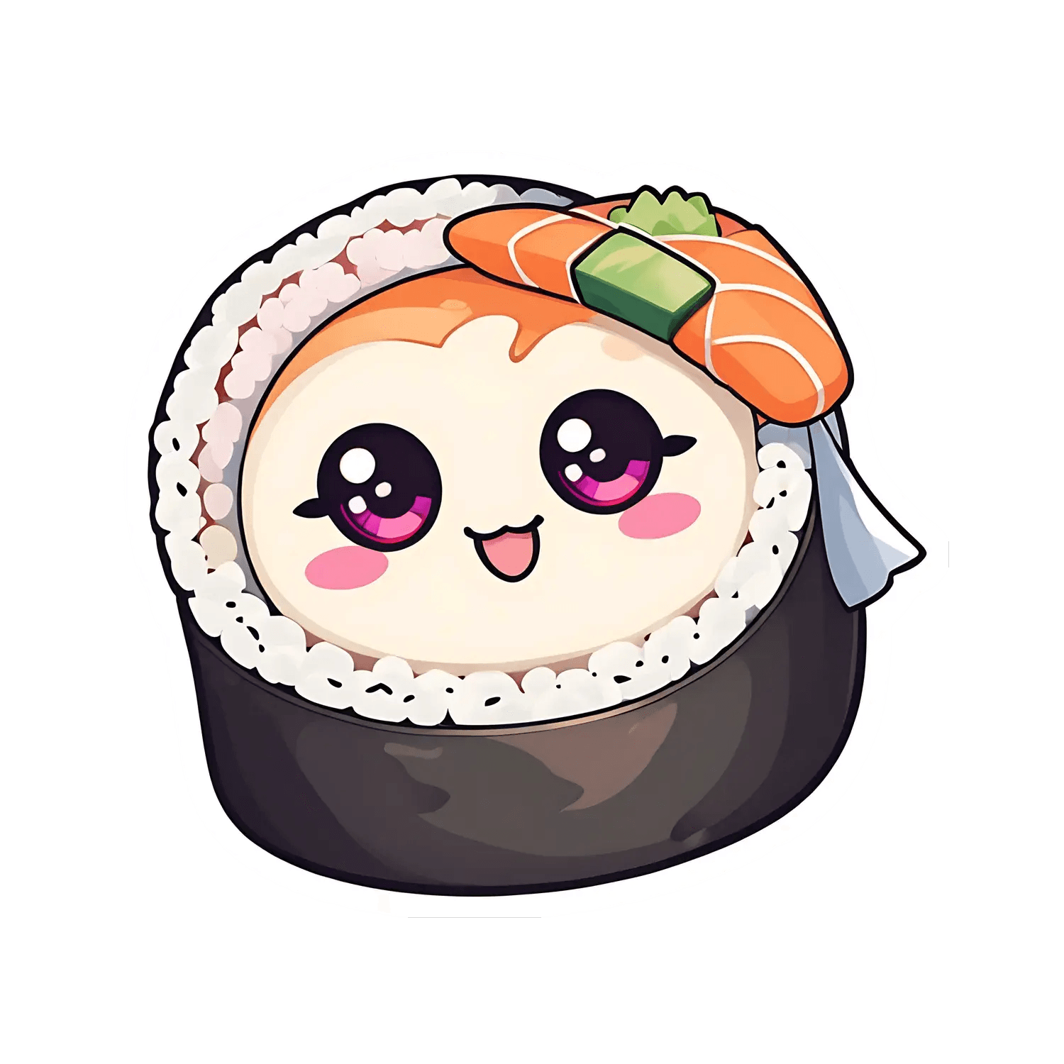 Kawaii Sushi Roll - Cute Sticker - Heat Press Transfer