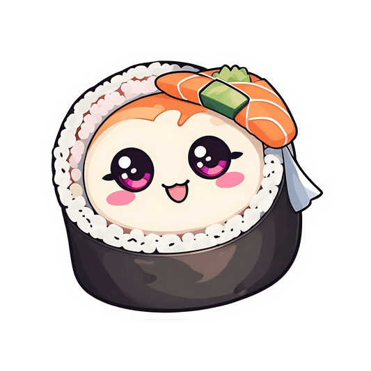 Kawaii Sushi Roll - Cute Sticker - Heat Press Transfer