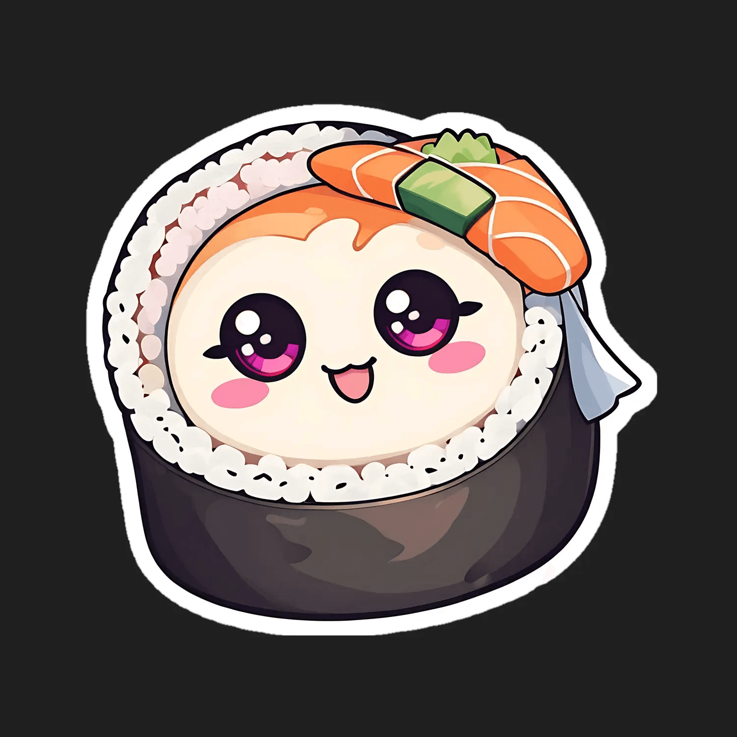 Kawaii Sushi Roll - Cute Sticker - Heat Press Transfer
