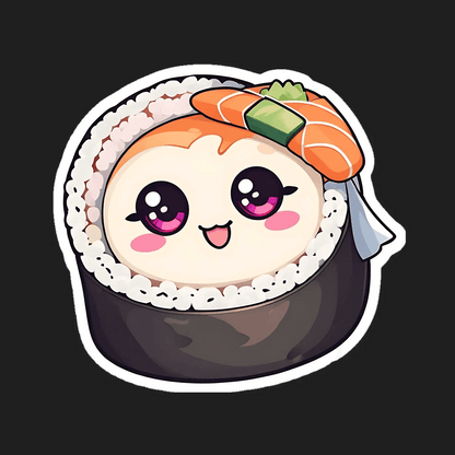 Kawaii Sushi Roll - Cute Sticker - Heat Press Transfer