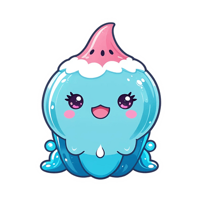 Kawaii Whale - Cute Cartoon Sticker - Heat Press Transfer
