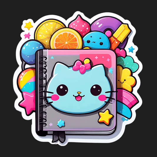 Kawaii Cat Notebook - Sticker - Heat Press Transfer