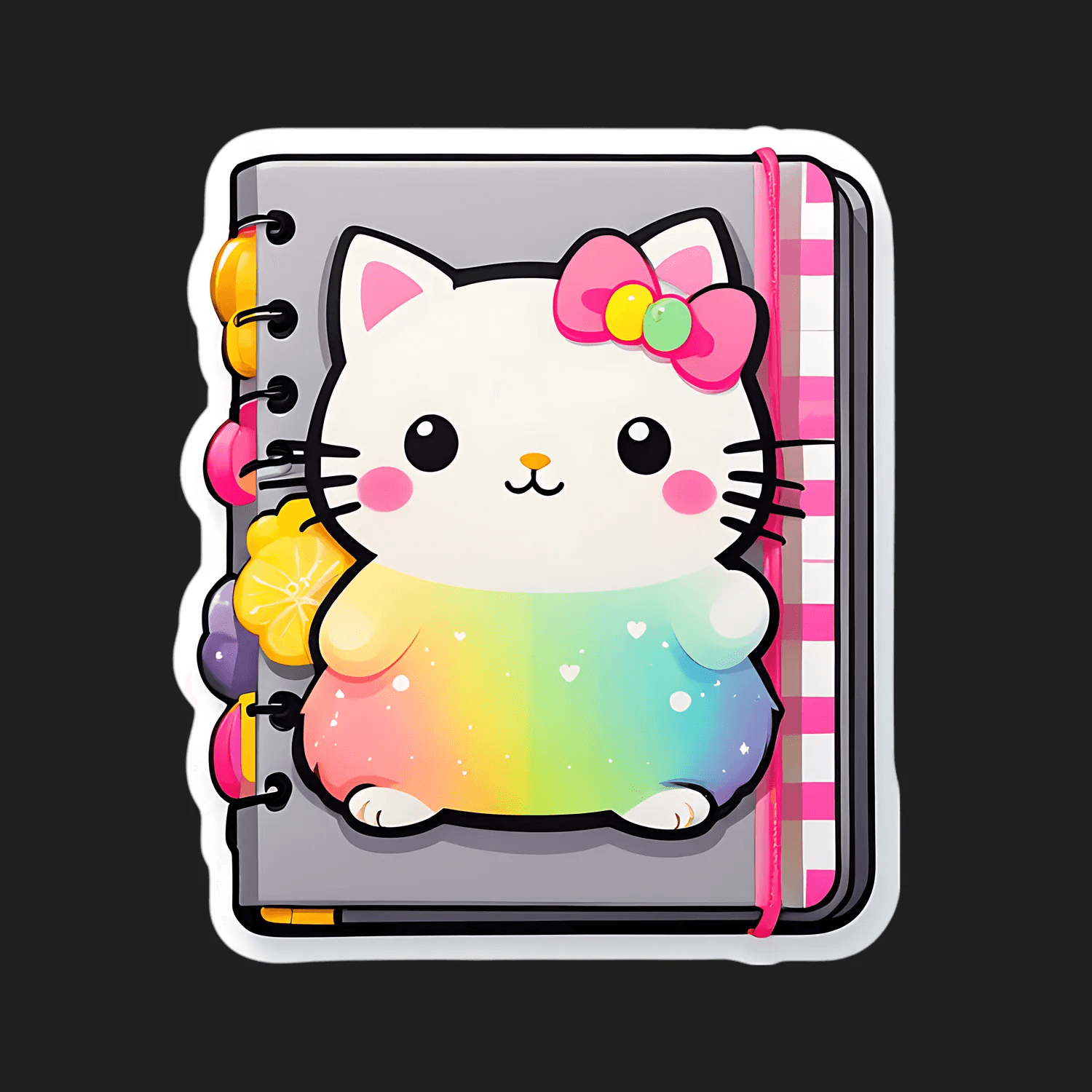 Kawaii Cat Notebook - Sticker - Heat Press Transfer
