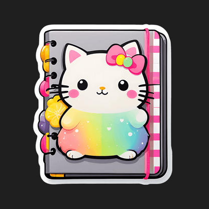 Kawaii Cat Notebook - Sticker - Heat Press Transfer