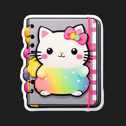 Kawaii Cat Notebook - Sticker - Heat Press Transfer