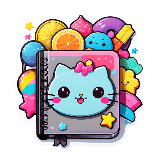 Kawaii Cat Notebook - Sticker - Heat Press Transfer