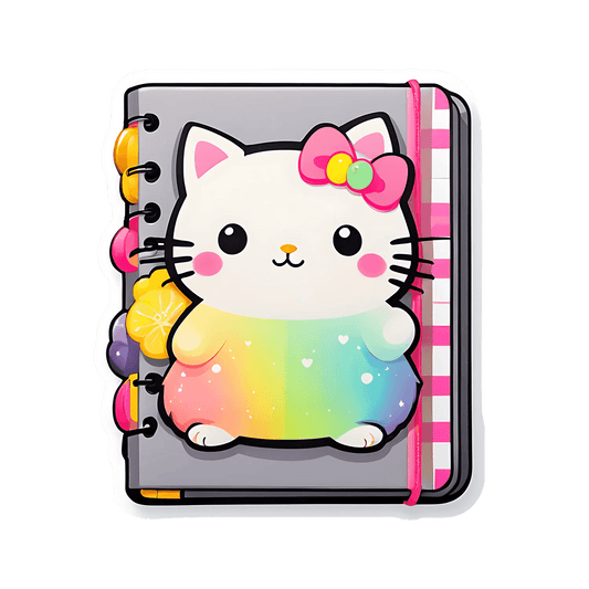 Kawaii Cat Notebook - Sticker - Heat Press Transfer