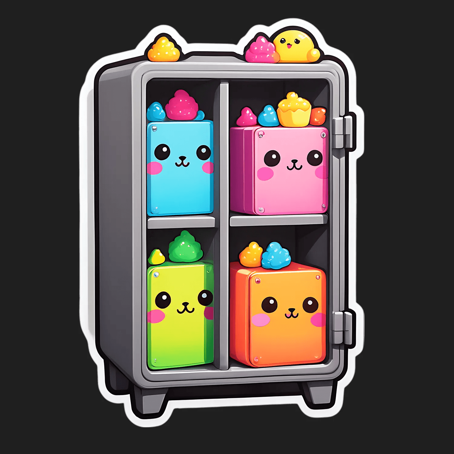 Kawaii Fridge Sticker - Fun & Colorful UV DTF - Heat Press Transfer