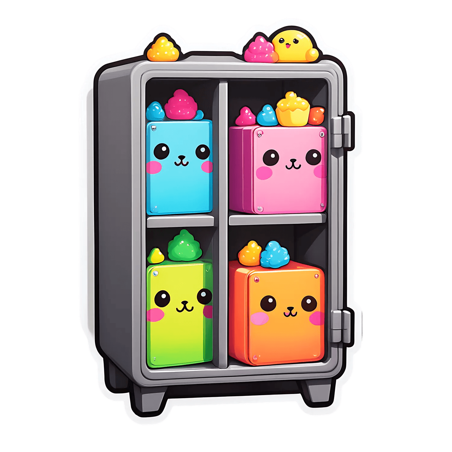 Kawaii Fridge Sticker - Fun & Colorful UV DTF - Heat Press Transfer