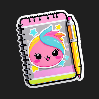 Kawaii Notebook - Cute Sticker - Heat Press Transfer