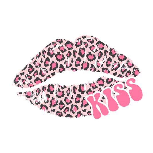 Kiss Valentine's Day Leopard Design - DTF Ready To Press - Heat Press Transfer