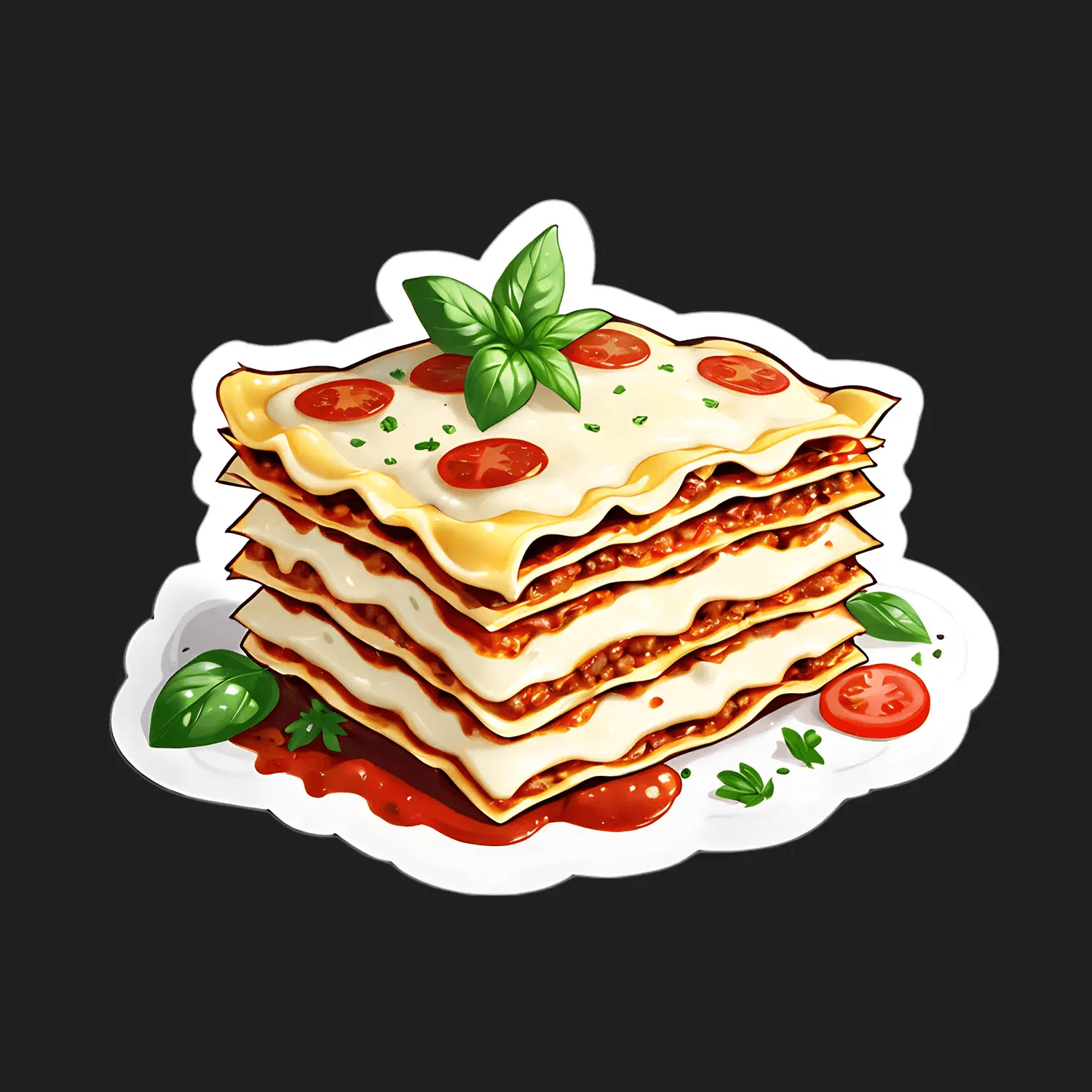Lasagna Layer Sticker - Flavorful UV Graphic - Heat Press Transfer