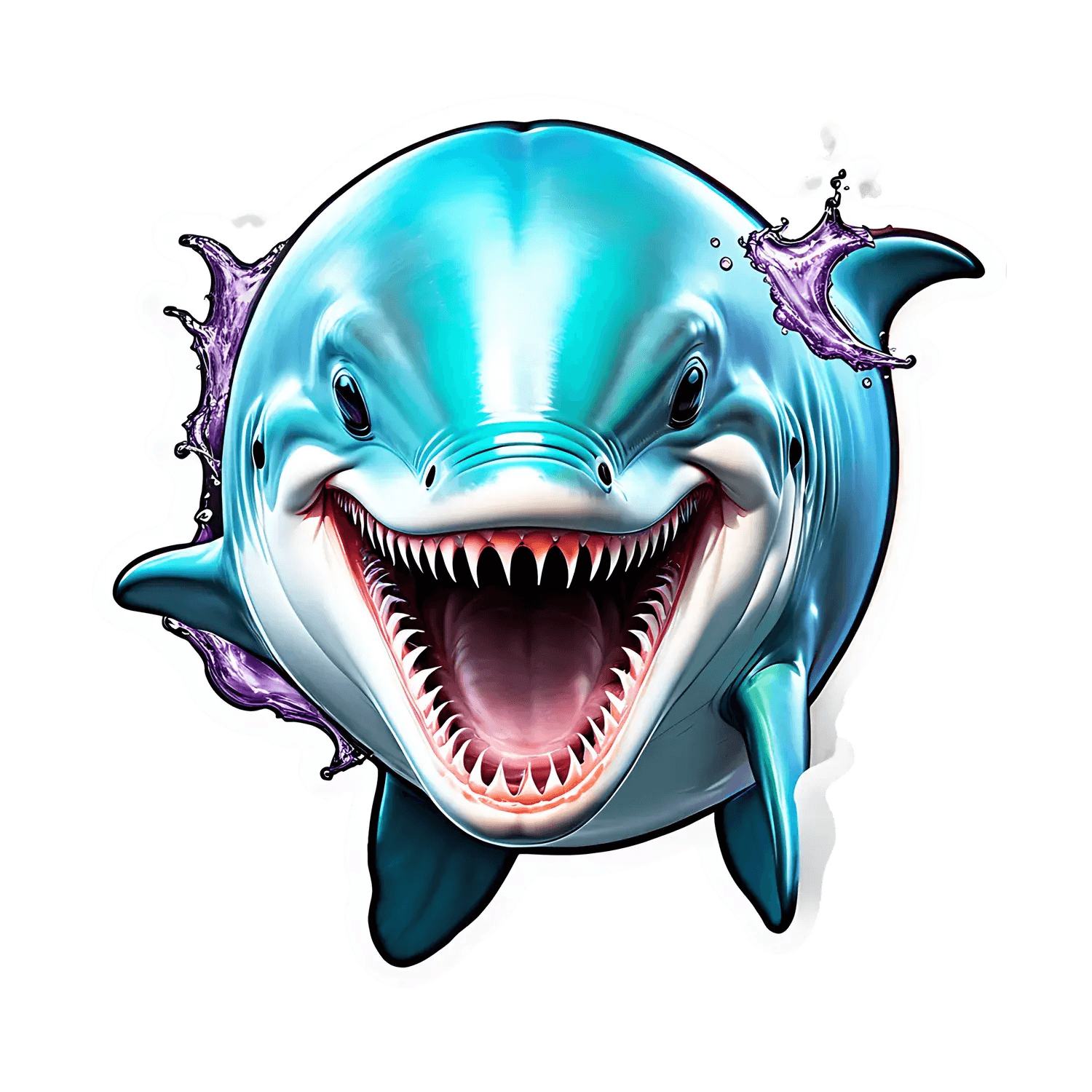 Laughing Shark - Colorful Sticker - Heat Press Transfer