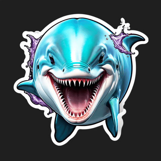 Laughing Shark - Colorful Sticker - Heat Press Transfer