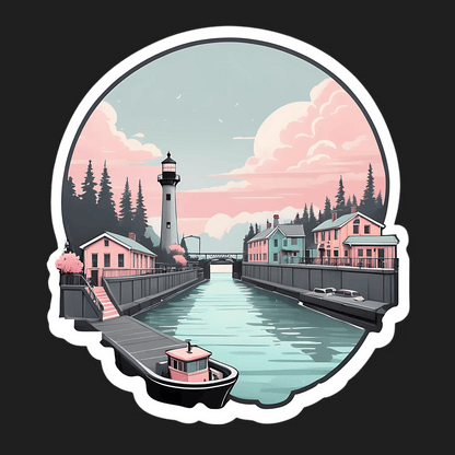 Lighthouse Harbor View - Sticker - Heat Press Transfer