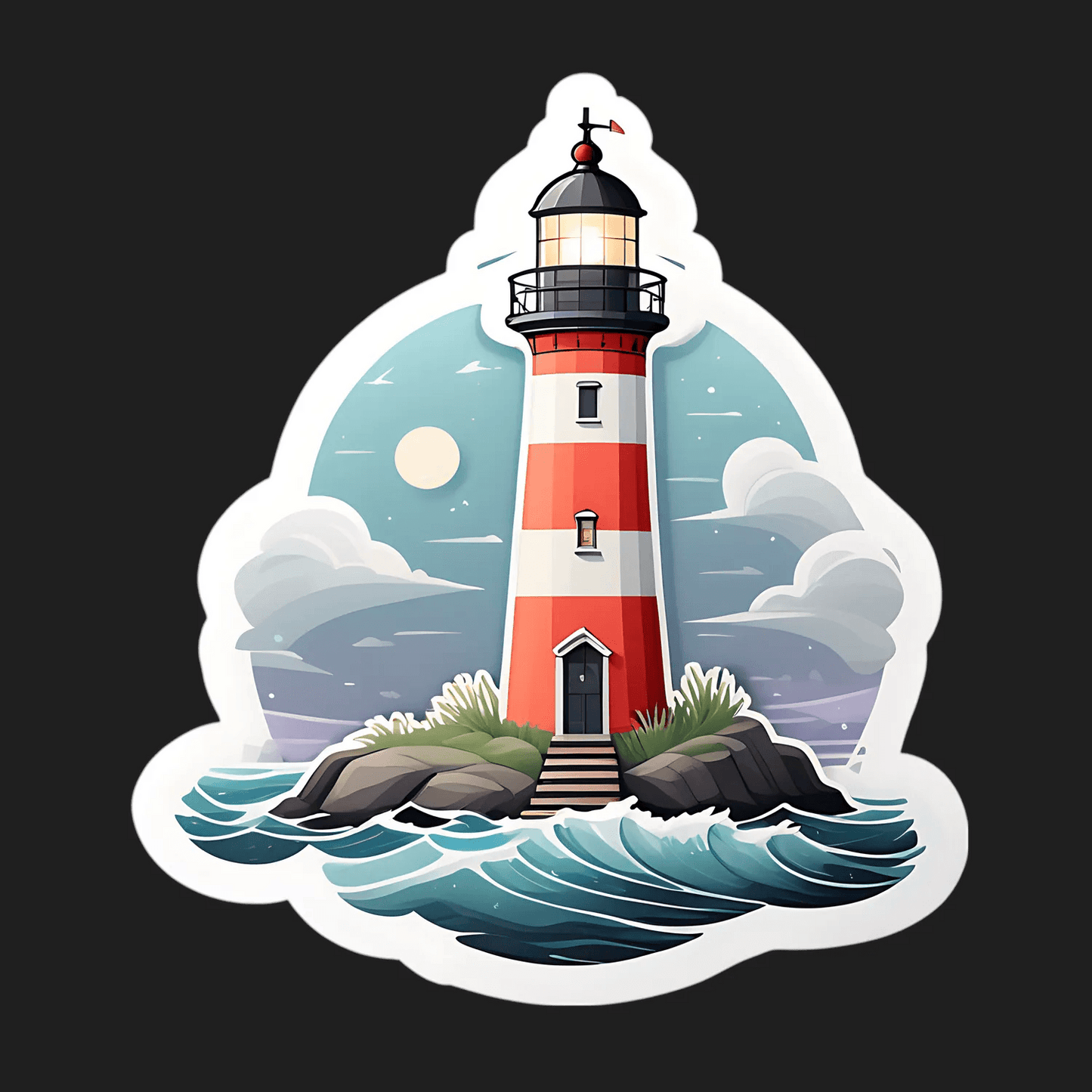 Lighthouse Seascape - UV DTF Sticker - Heat Press Transfer
