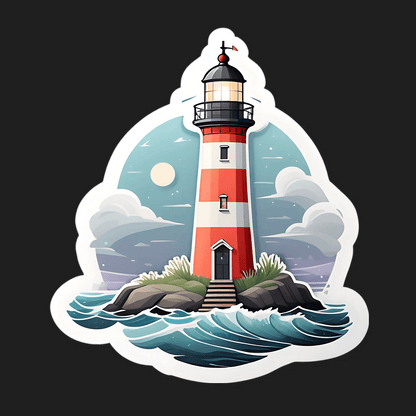 Lighthouse Seascape - UV DTF Sticker - Heat Press Transfer