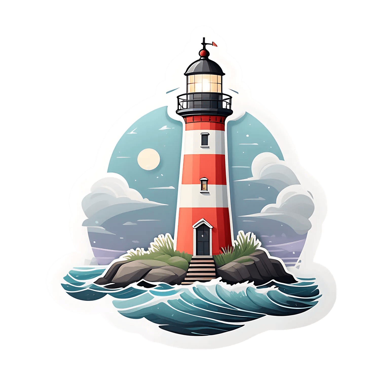 Lighthouse Seascape - UV DTF Sticker - Heat Press Transfer