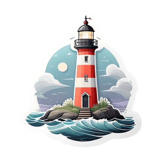 Lighthouse Seascape - UV DTF Sticker - Heat Press Transfer