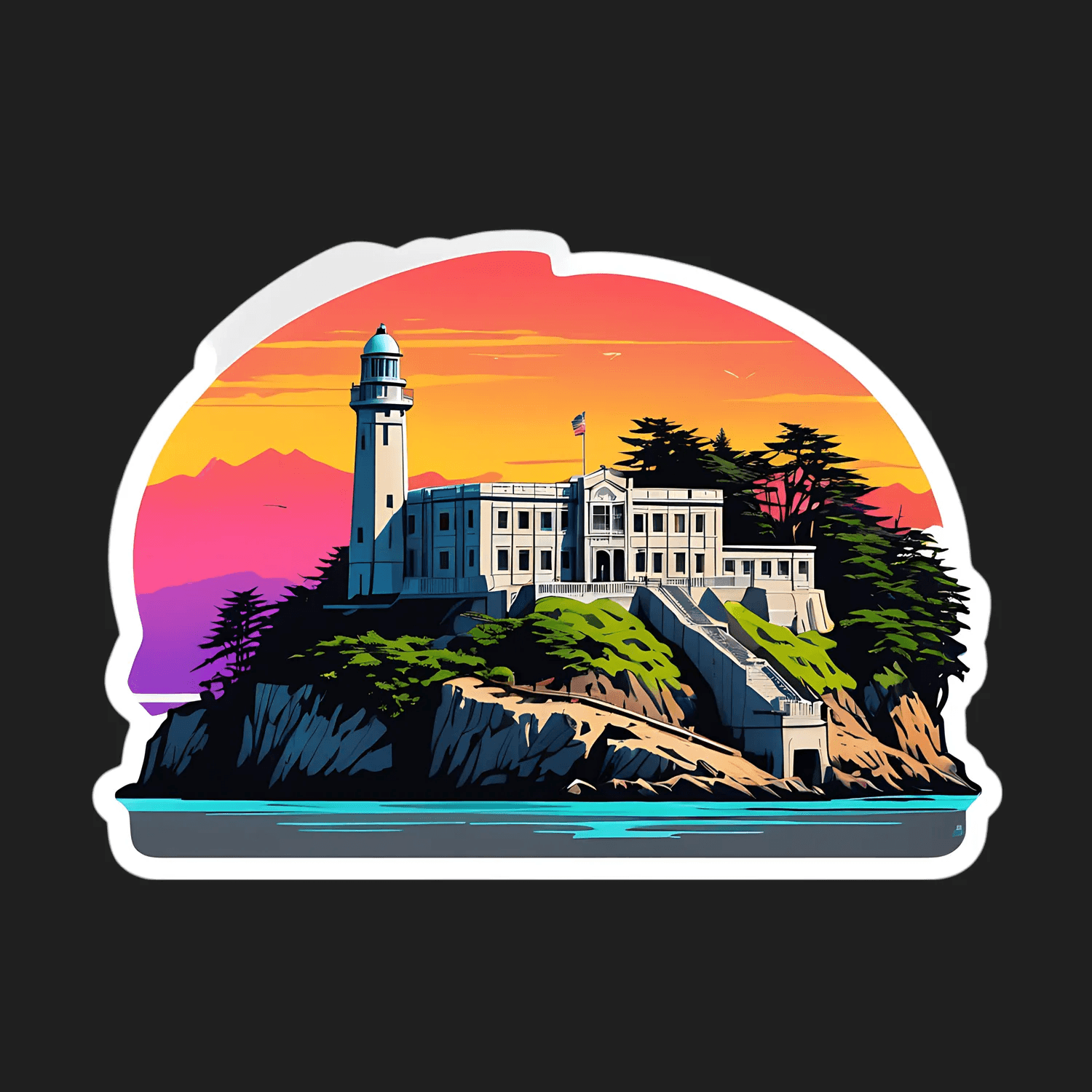 Lighthouse Sunset - Sticker - Heat Press Transfer
