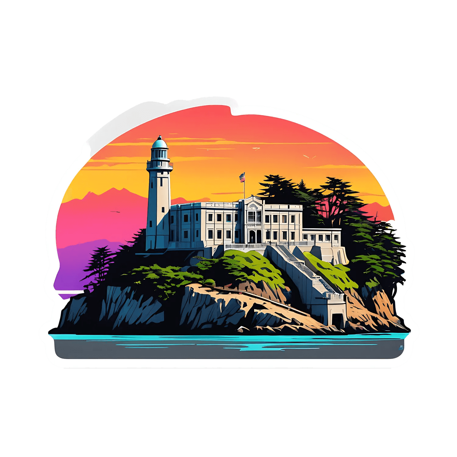 Lighthouse Sunset - Sticker - Heat Press Transfer