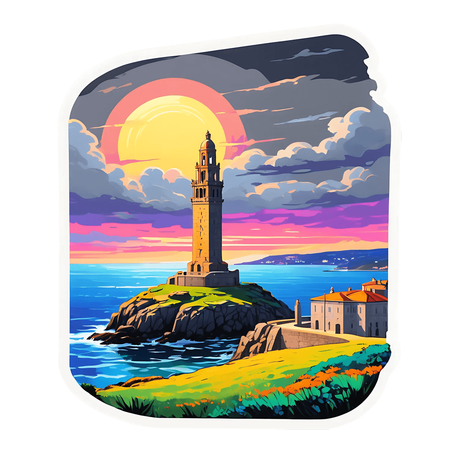 Lighthouse Sunset - UV DTF Sticker - Heat Press Transfer